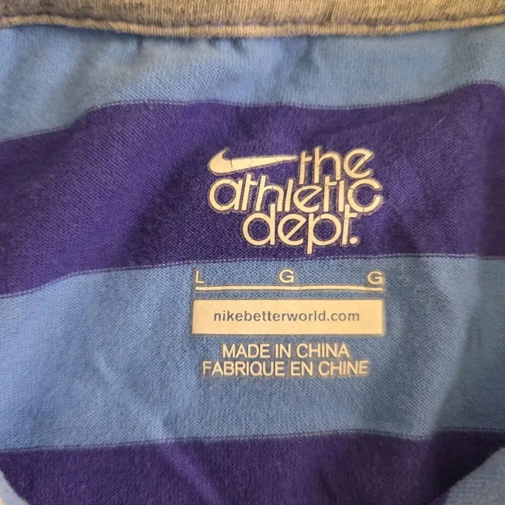 Nike Athletic Dept Striped Hooded Long Sleeve Shirt Womens Large Blue Purple